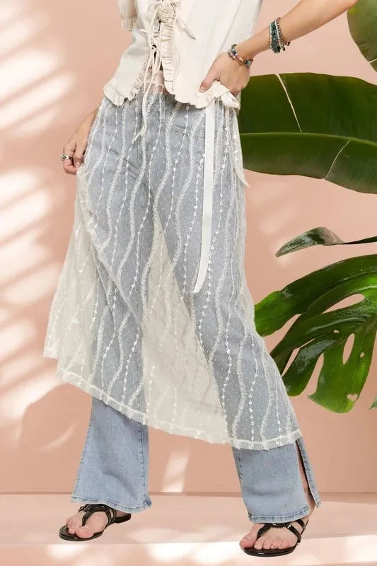 ADORA Sheer Layered Mesh Cover-Up Skirt