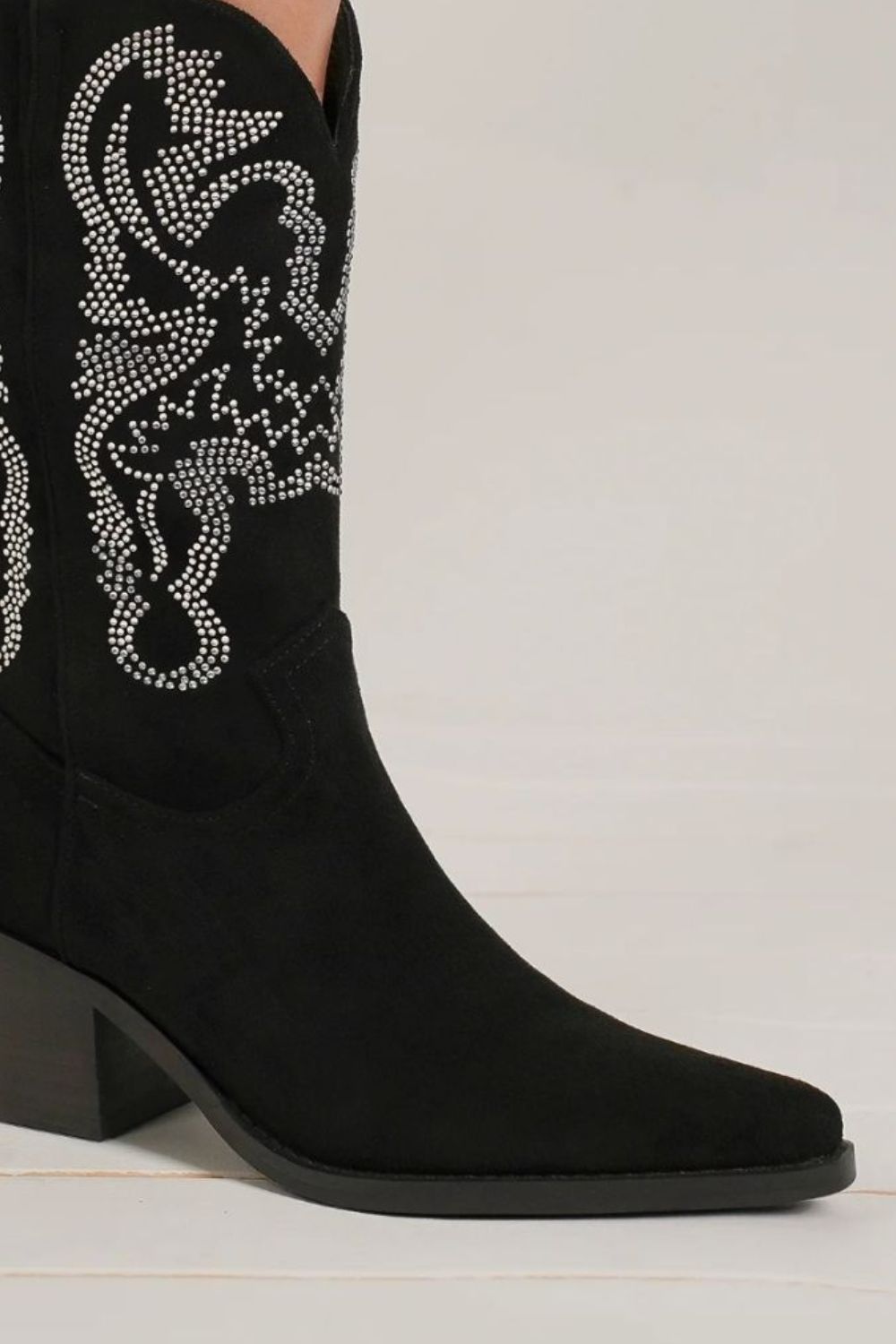 Beast Fashion Rhinestone Detail Point Toe Boots - Laazaar