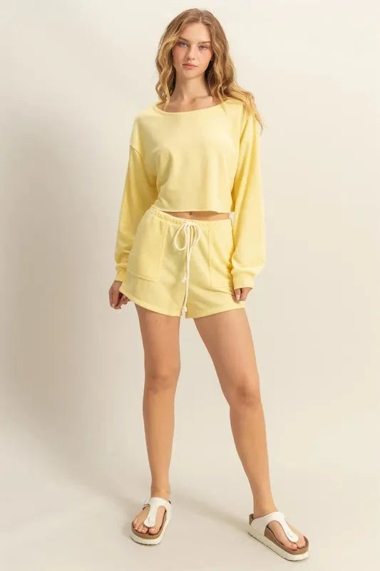 HYFVE Boat Neck Long Sleeve Cropped Top