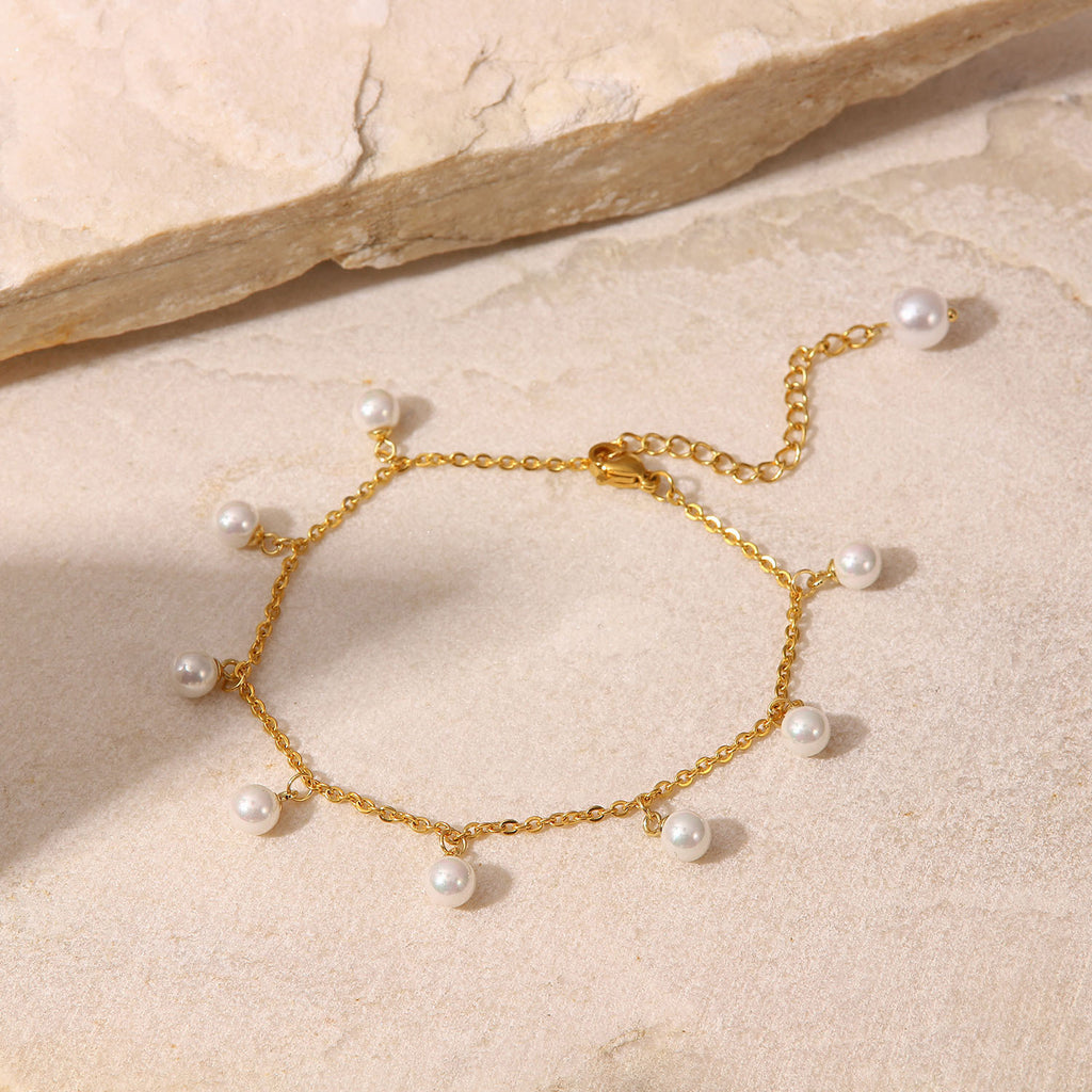 Pearl 18K Gold-Plated Charm Anklet - Laazaar