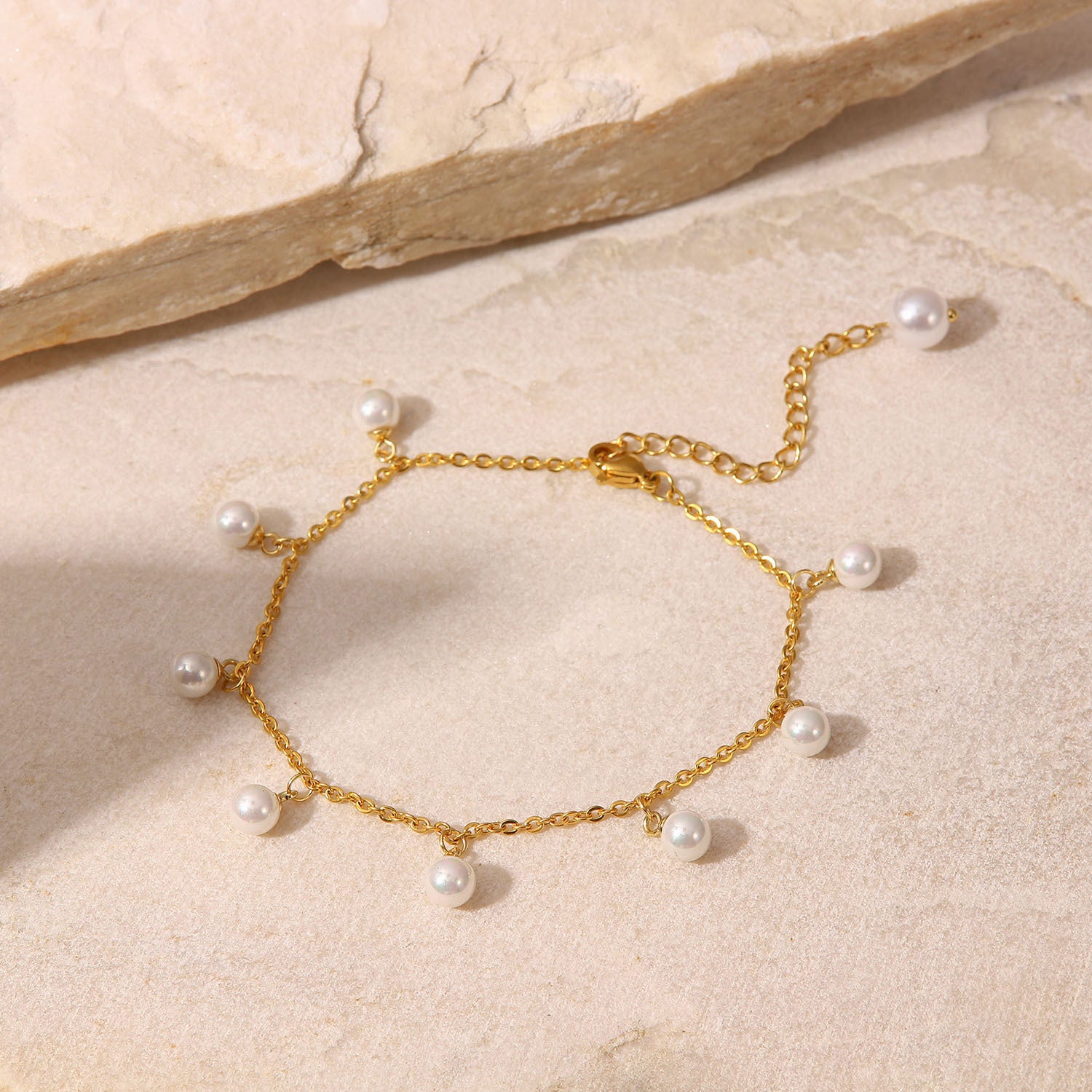 Pearl 18K Gold-Plated Charm Anklet - Laazaar