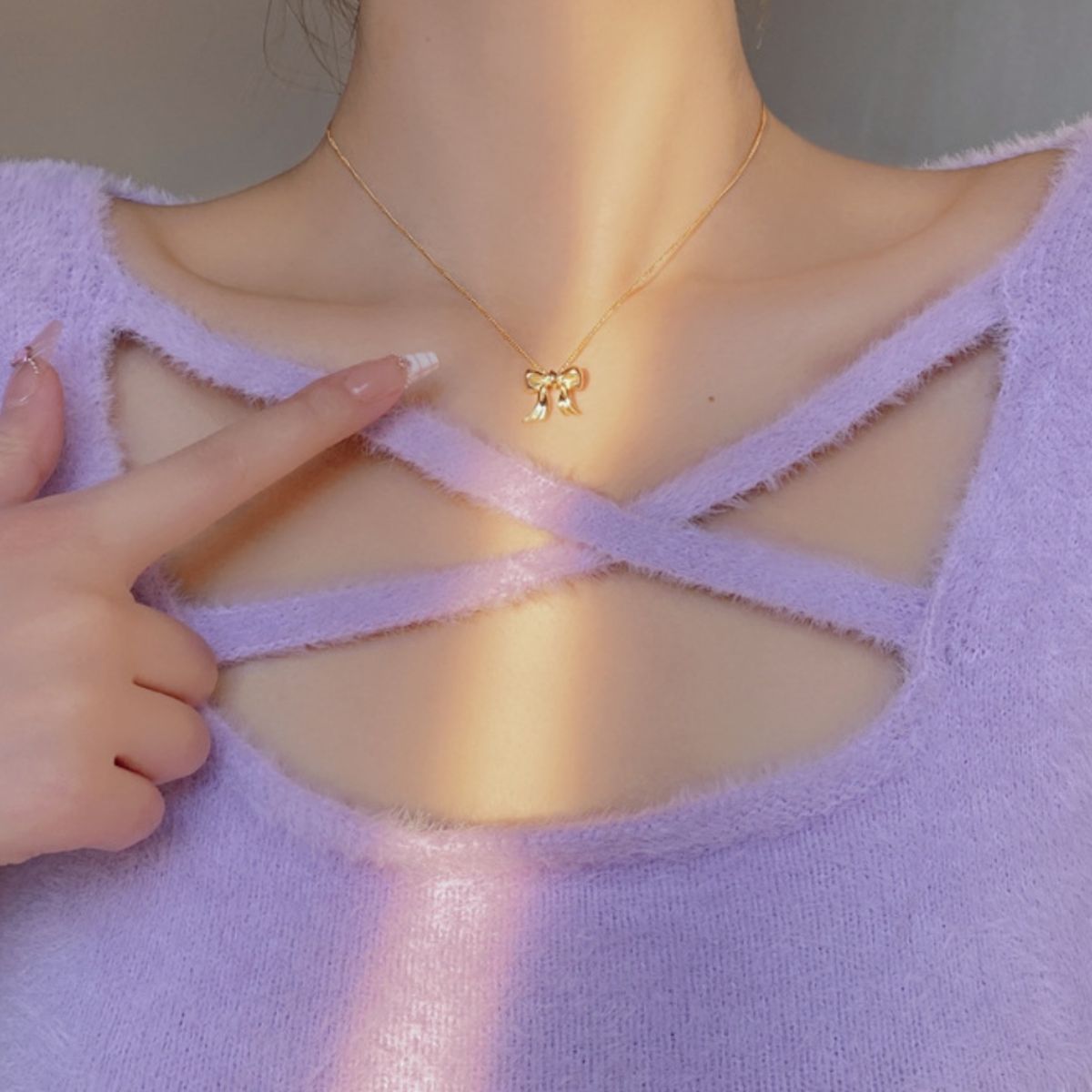 Copper Bow Shape Pendant Necklace - Laazaar