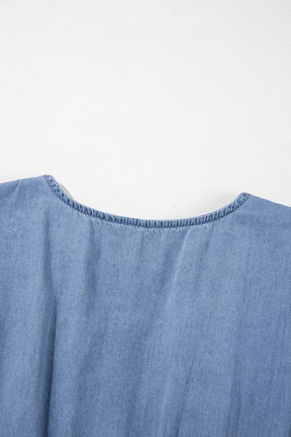 Ruffled Hem Smocked Flutter Sleeve Denim Mini Dress