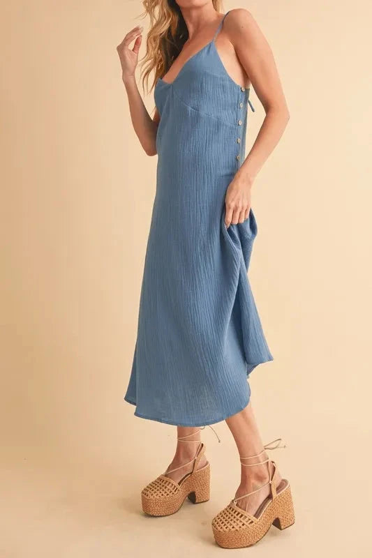 Aemi+Co Side Button Midi Cami Dress