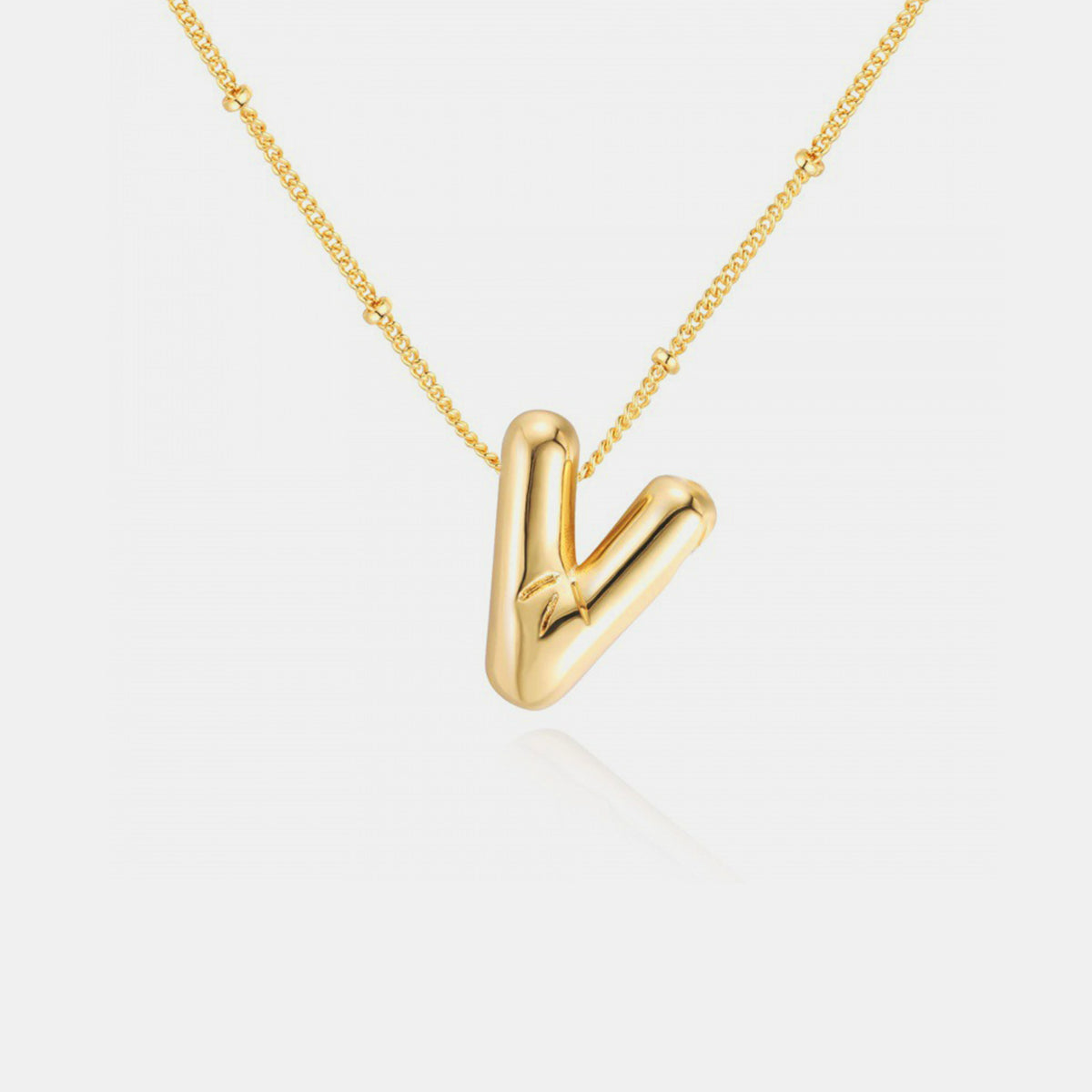 Gold-Plated Bubble Initial Necklace - Laazaar