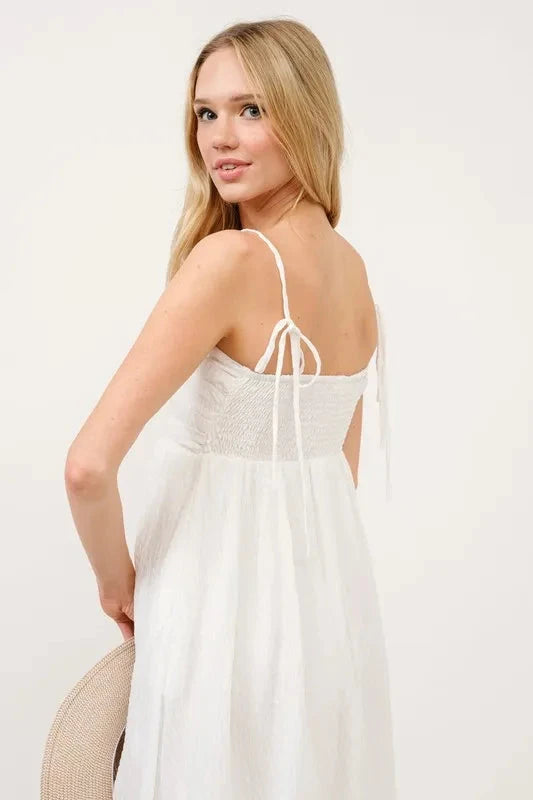 And The Why Ruched Front Smocked Back Babydoll Mini Dress