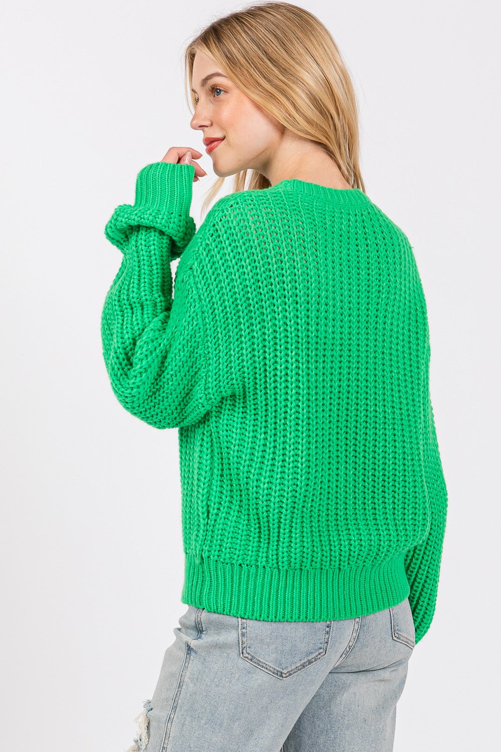 SAGE + FIG Round Neck Drop Shoulder Sweater - Laazaar