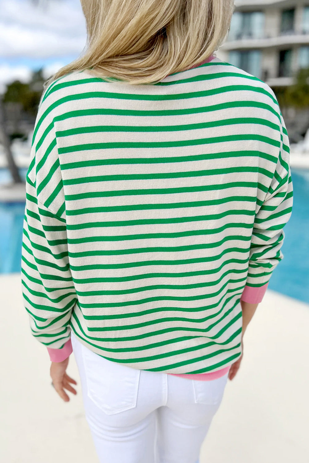 Striped Lucky Clover Long Sleeve Sweatshirt - Laazaar