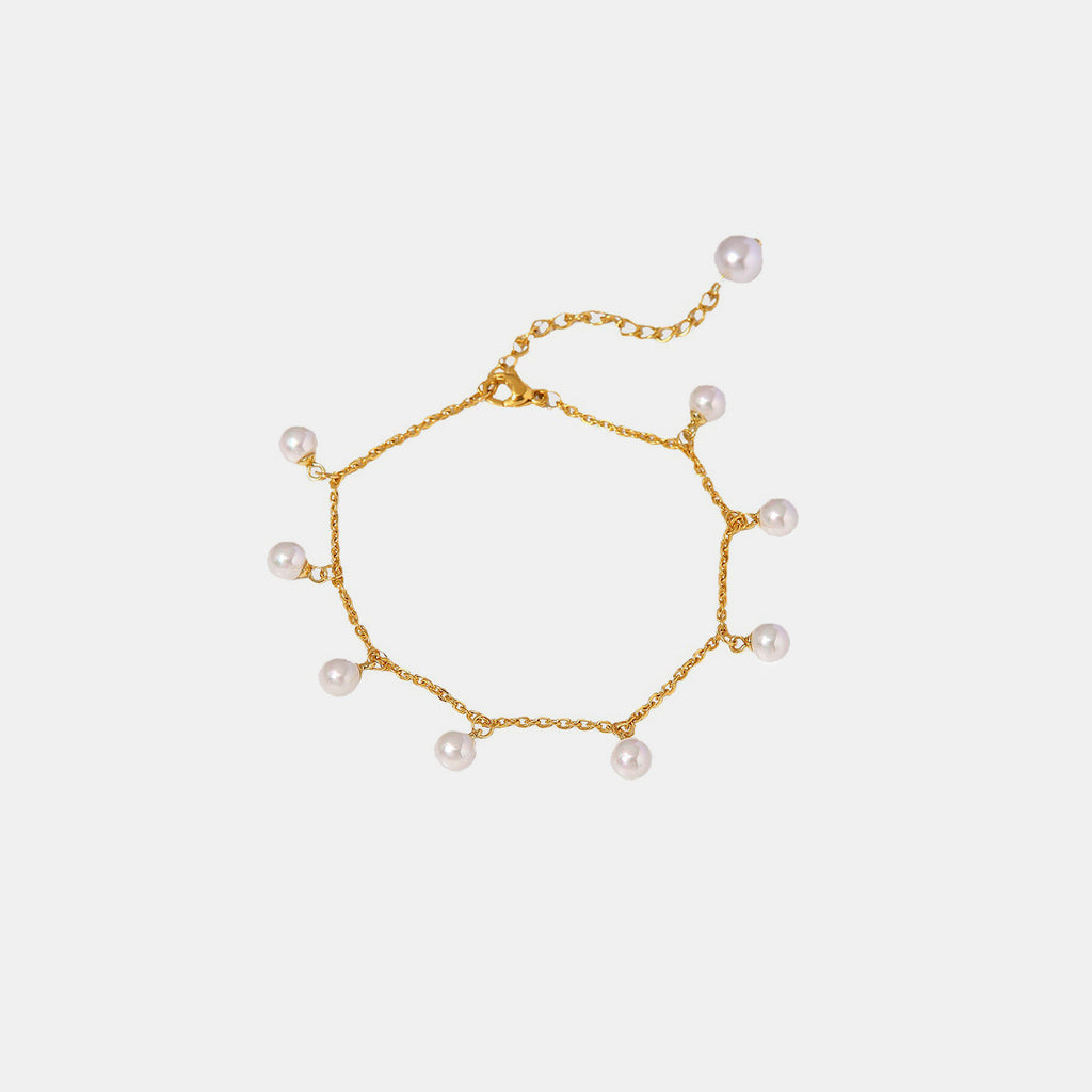 Pearl 18K Gold-Plated Charm Anklet - Laazaar