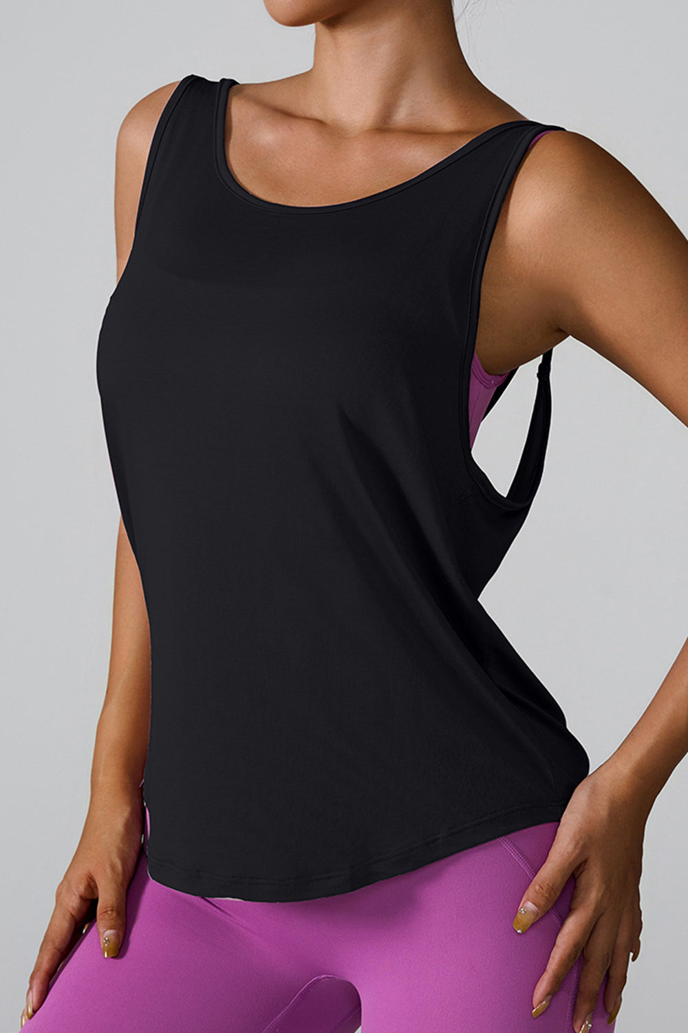 Crisscross Round Neck Active Tank - Laazaar