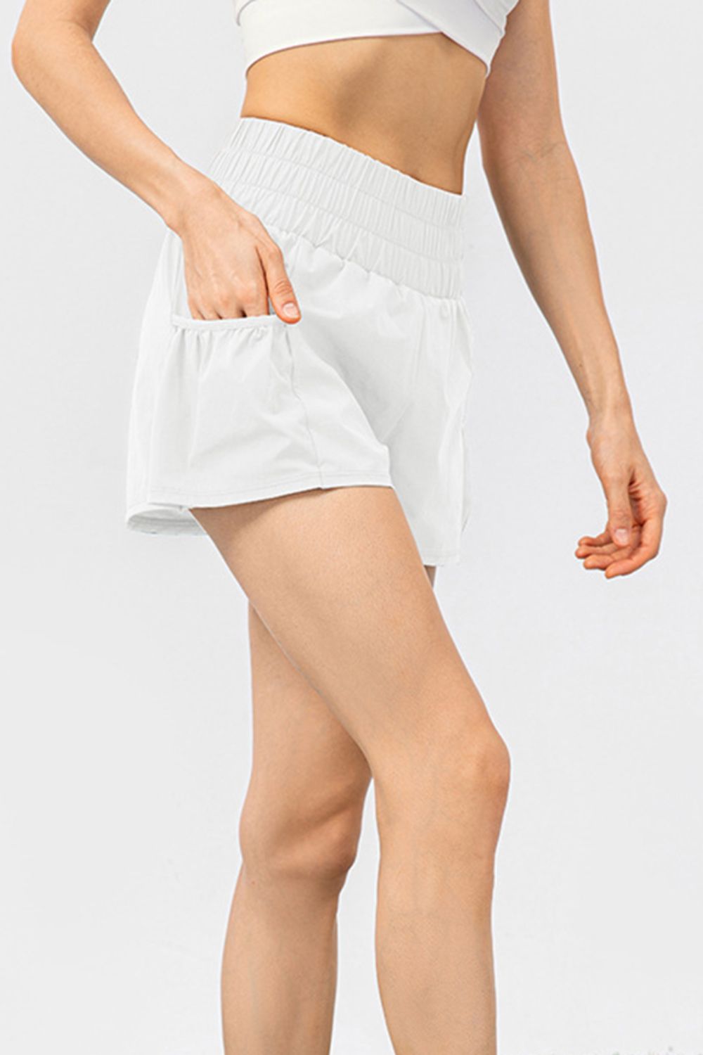 Elastic Waist Pocketed Active Shorts - Laazaar