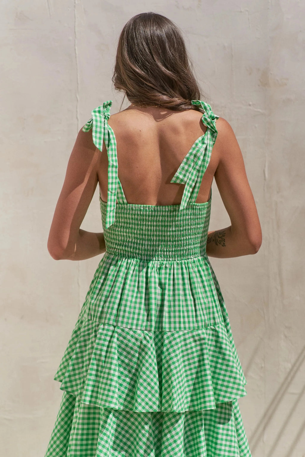 Jade By Jane Full Size Sleeveless Gingham Print Tiered Midi Dress Plus Size