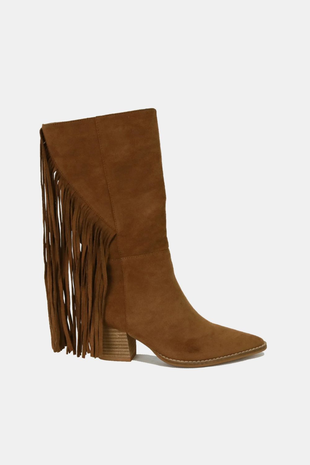 Beast Fashion Suede Fringe Point Toe Boots - Laazaar