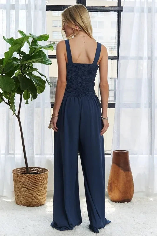 ADORA Smocking Top Wide Leg Jumpsuit