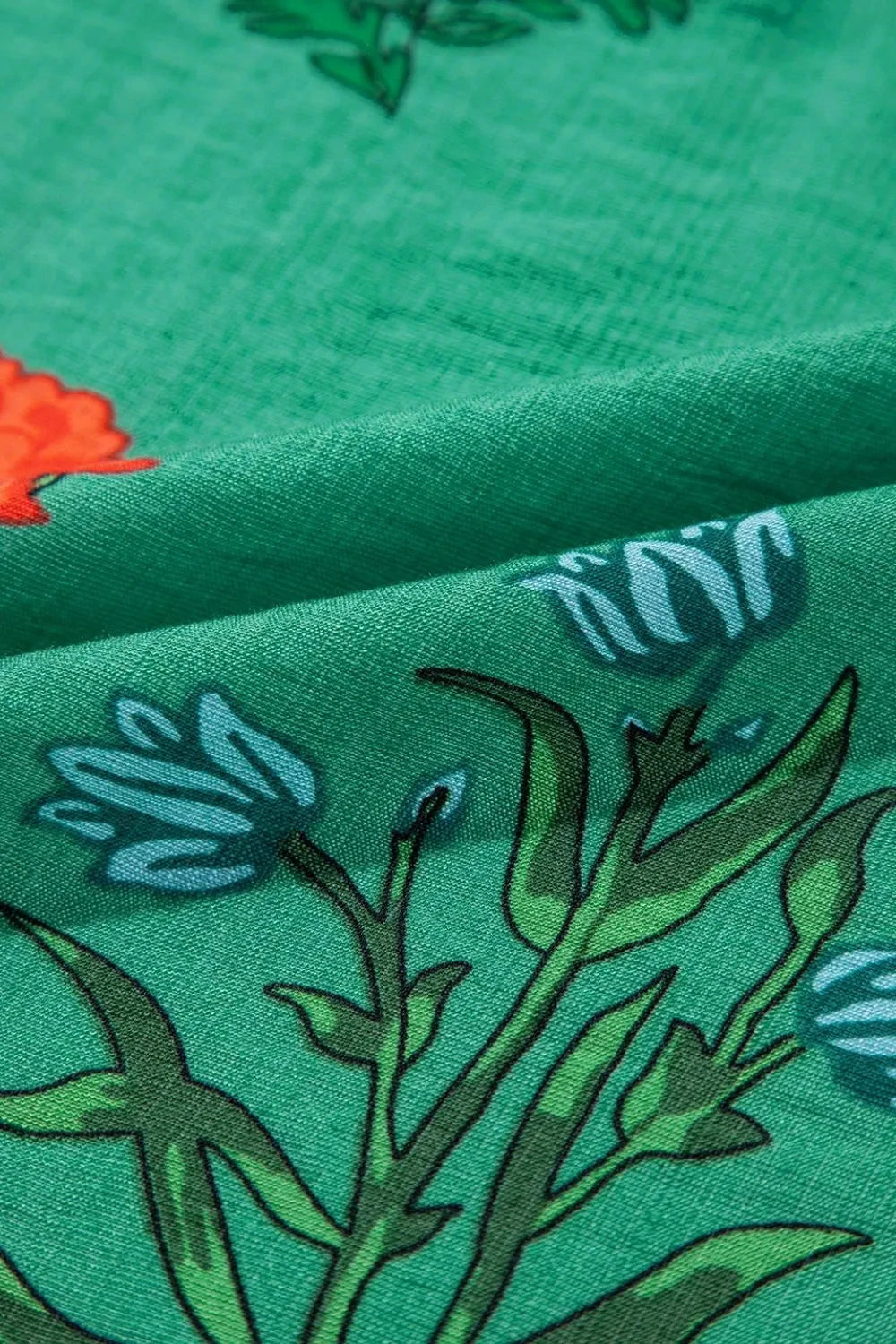 Floral Print Notched Short Sleeve Blouse