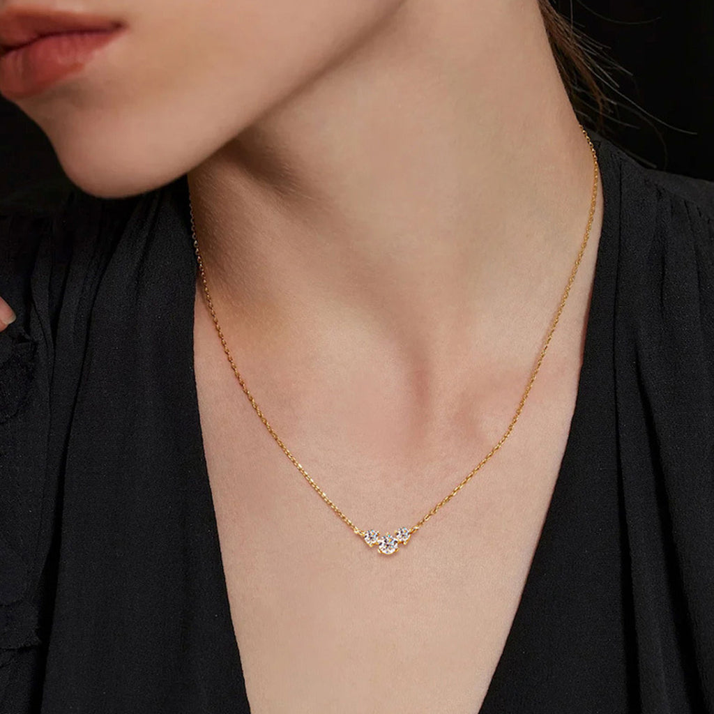 925 Sterling Silver Inlaid Moissanite Necklace - Laazaar