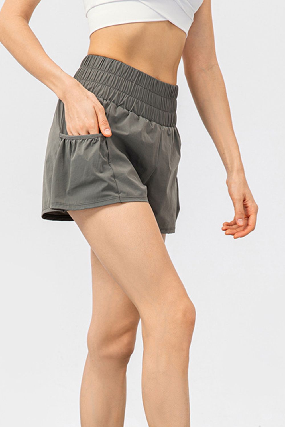 Elastic Waist Pocketed Active Shorts - Laazaar