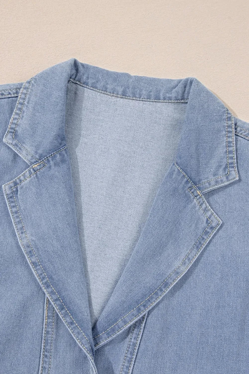 Lapel Neck Cap Sleeve Denim Babydoll Dress