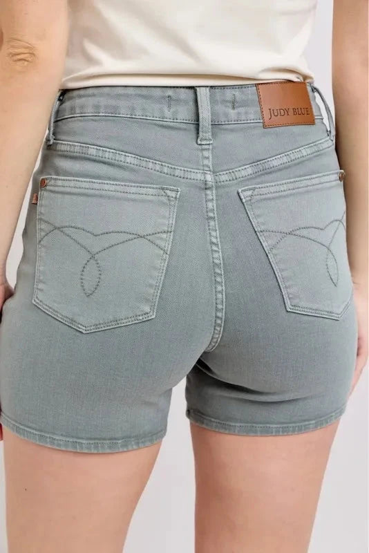Judy Blue Full Size Hw Garment Dyed & Back Pkt Embroidery Shorts Plus Size