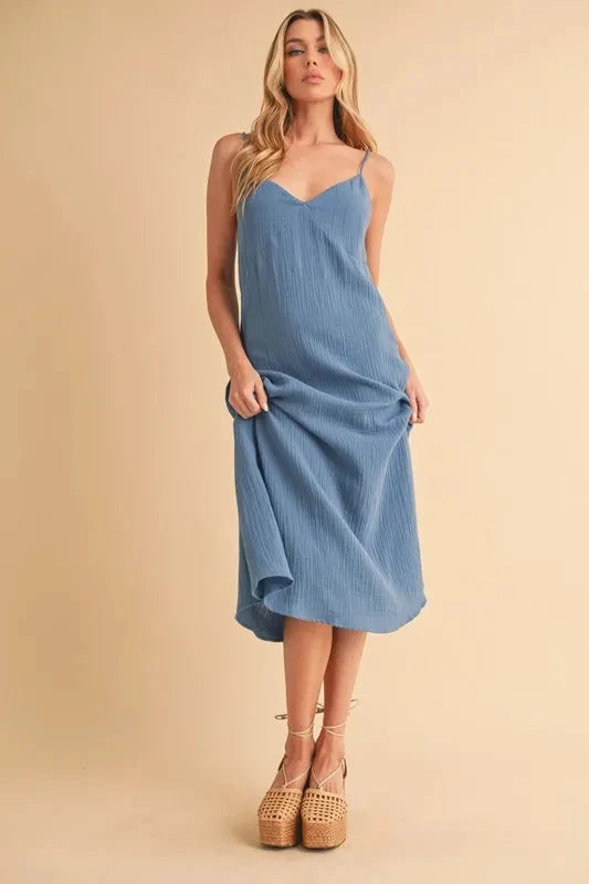Aemi+Co Side Button Midi Cami Dress