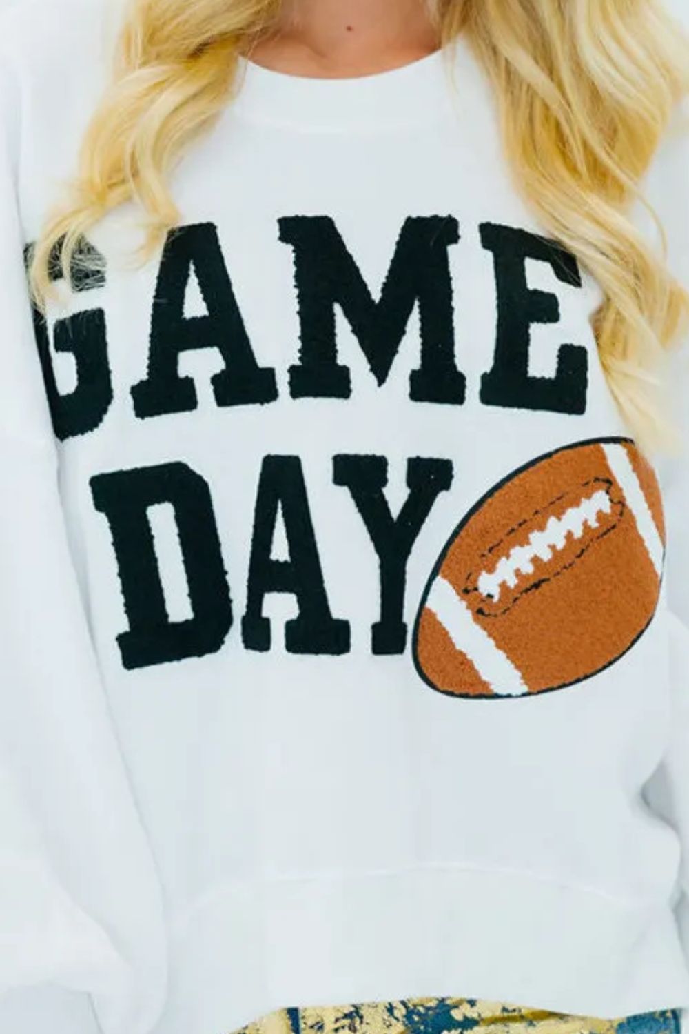 GAME DAY Round Neck Long Sleeve Sweatshirt - Laazaar