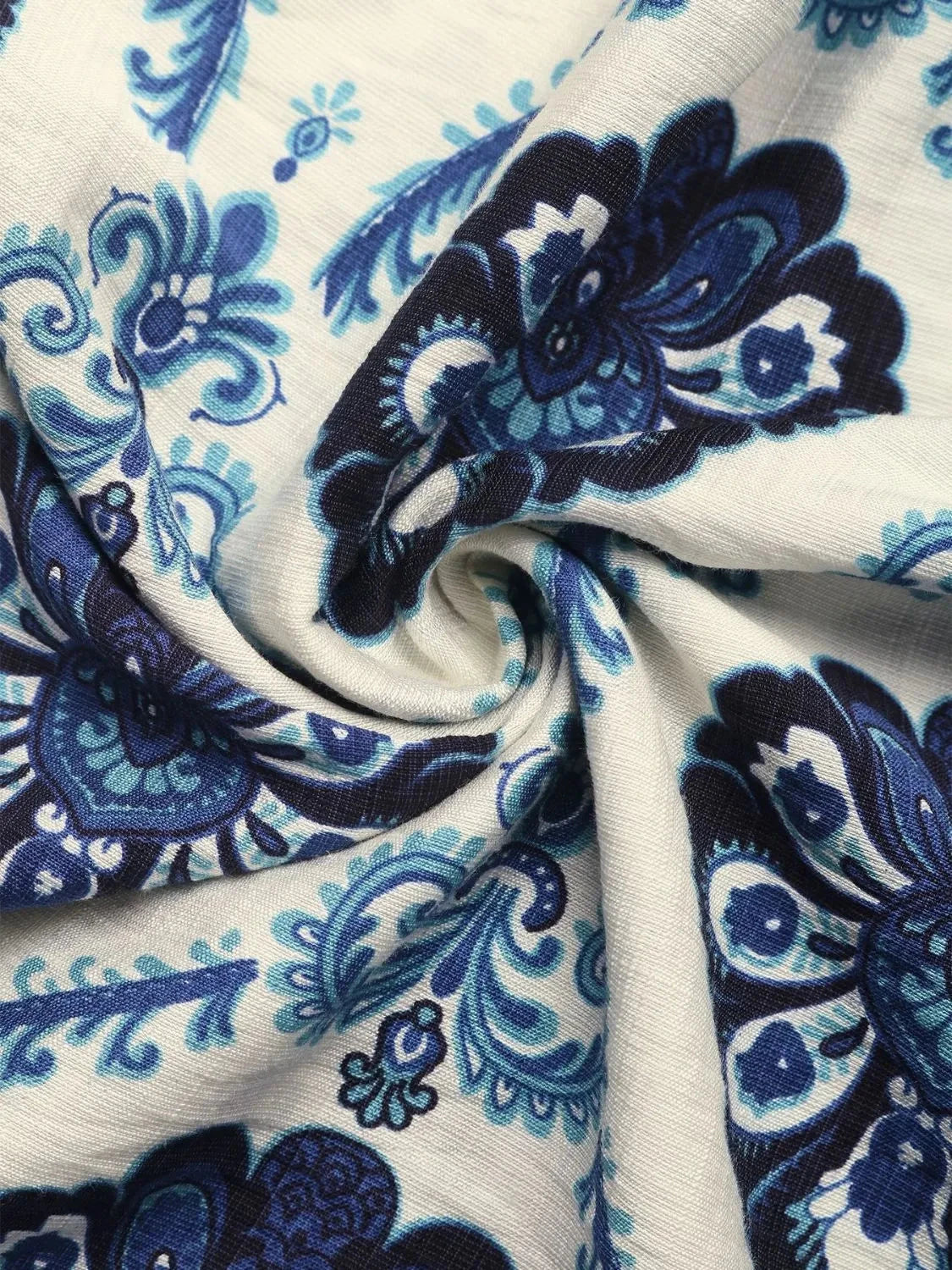 Printed V-Neck Cap Sleeve Dress