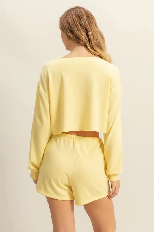 HYFVE Boat Neck Long Sleeve Cropped Top