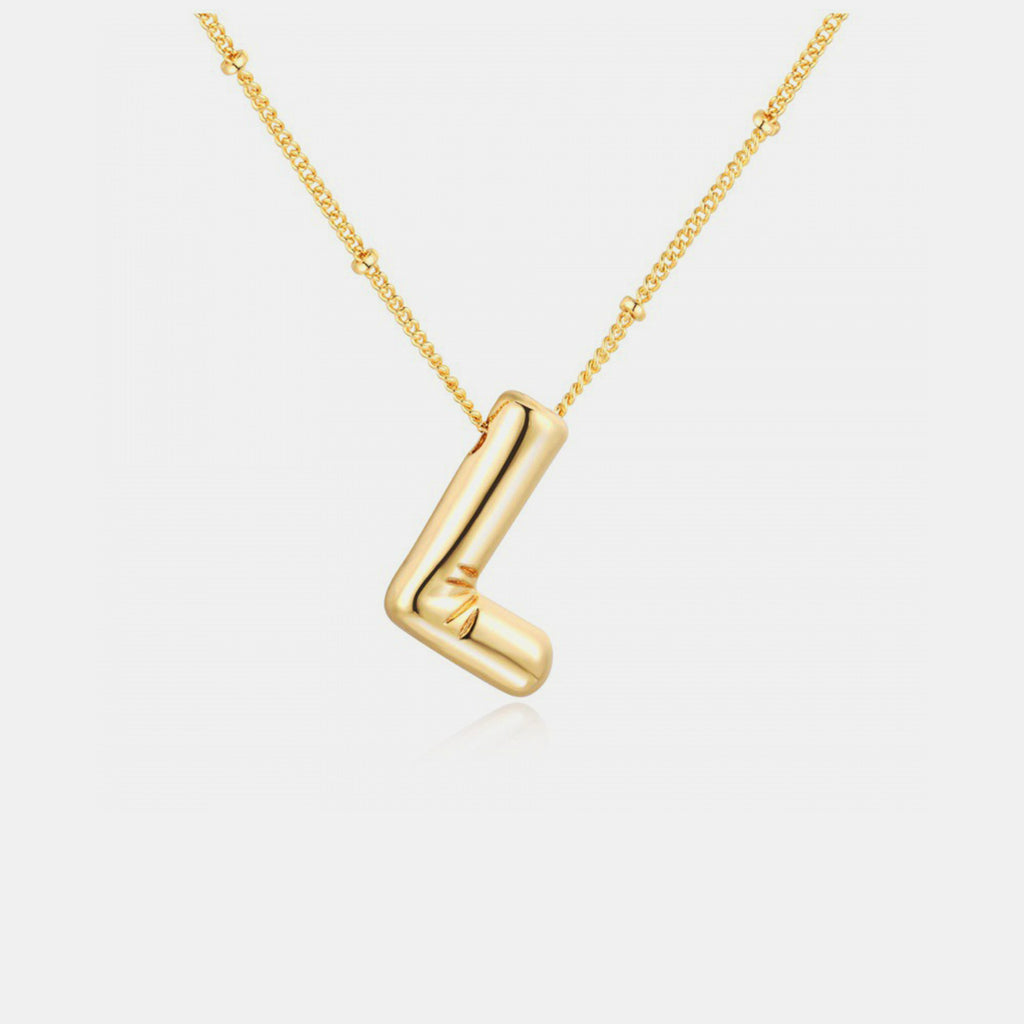 Gold-Plated Bubble Initial Necklace - Laazaar