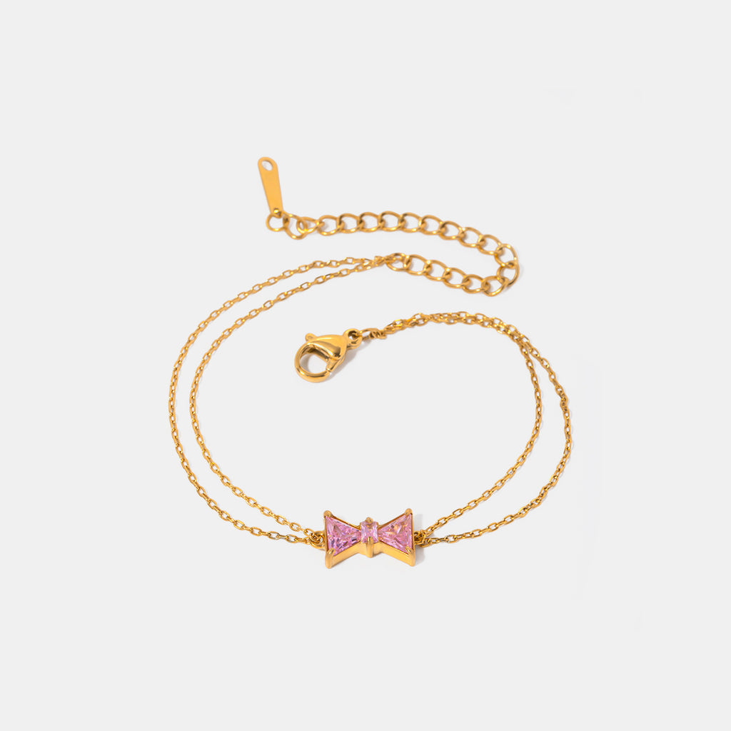Stainless Steel Zircon Bow Bracelet - Laazaar