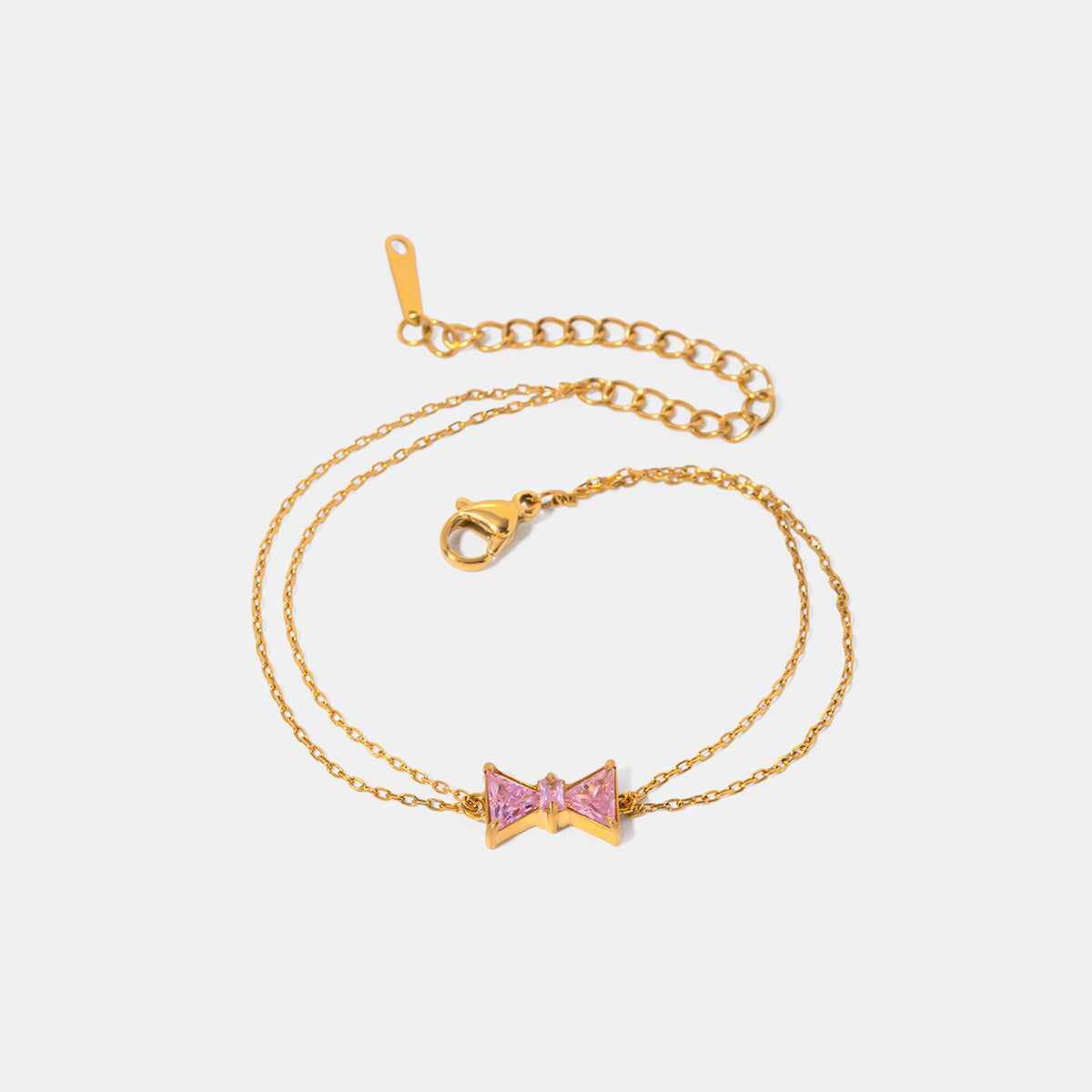 Stainless Steel Zircon Bow Bracelet - Laazaar