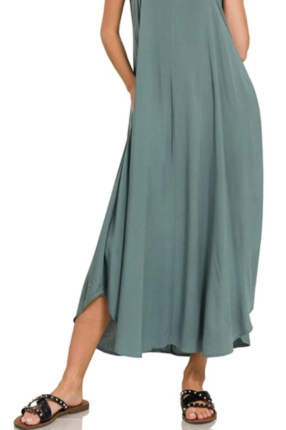 Zenana Woven Arc Hem Cami Dress With Flowy Pockets