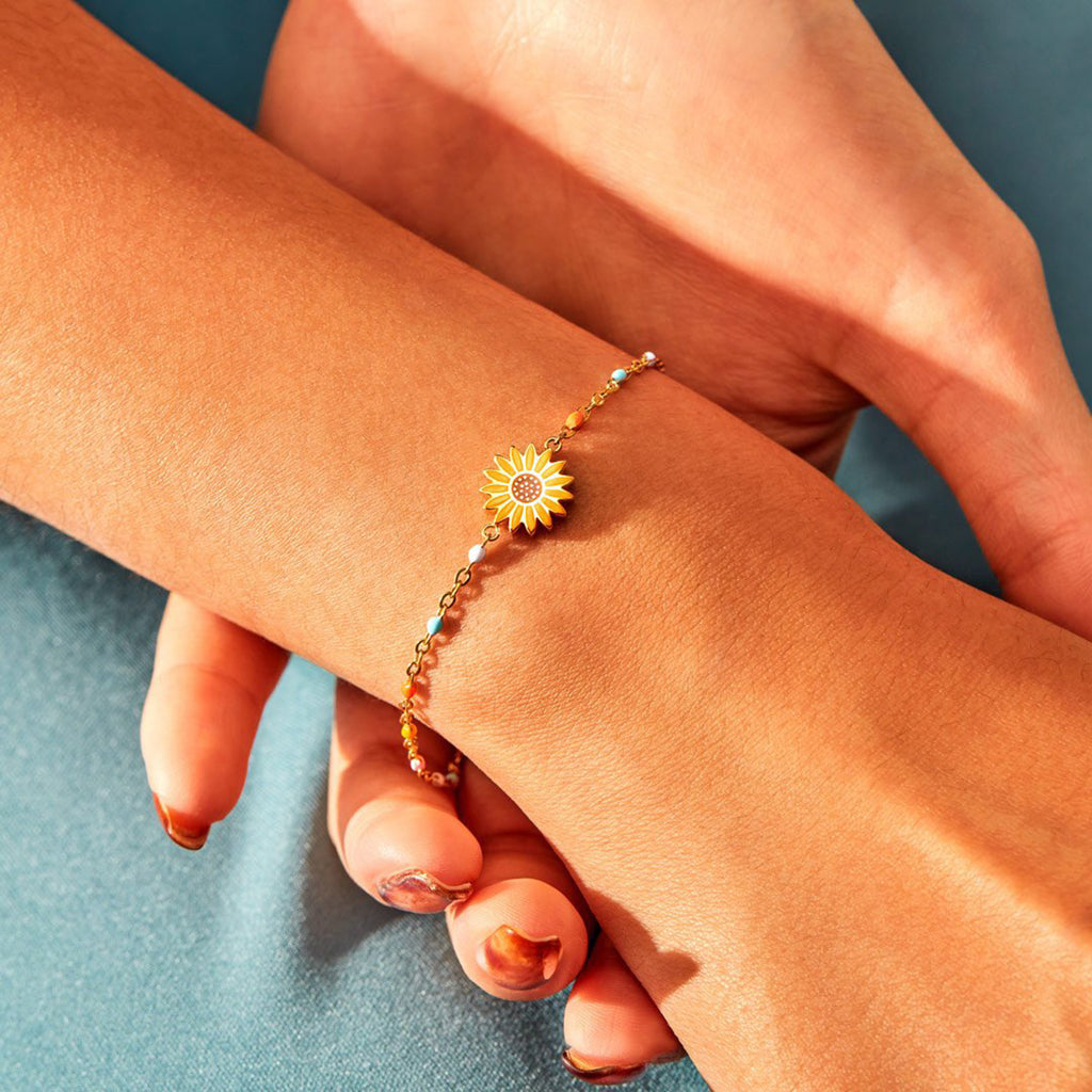 Sunflower Shape 18K Gold-Plated Bead Bracelet - Laazaar
