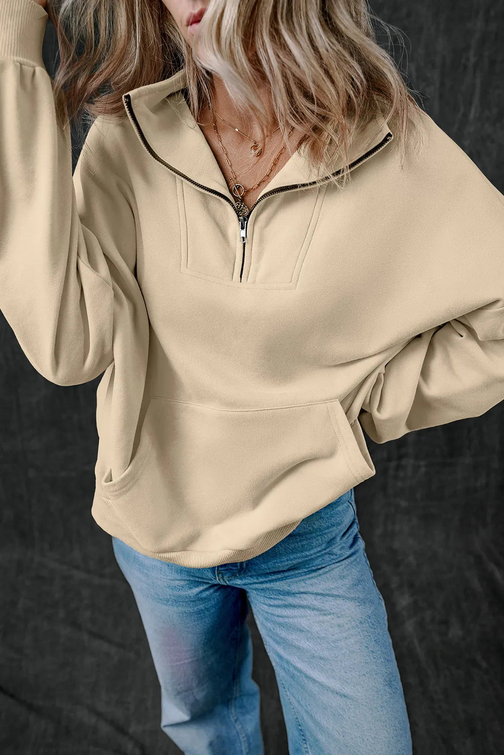 Half Zip Long Sleeve Sweatshirt - Laazaar