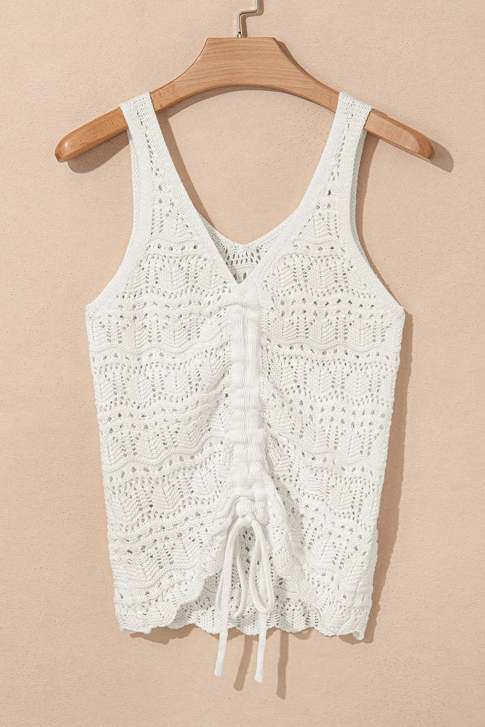 Hollowed Knit V Neck Drawstring Sweater Vest
