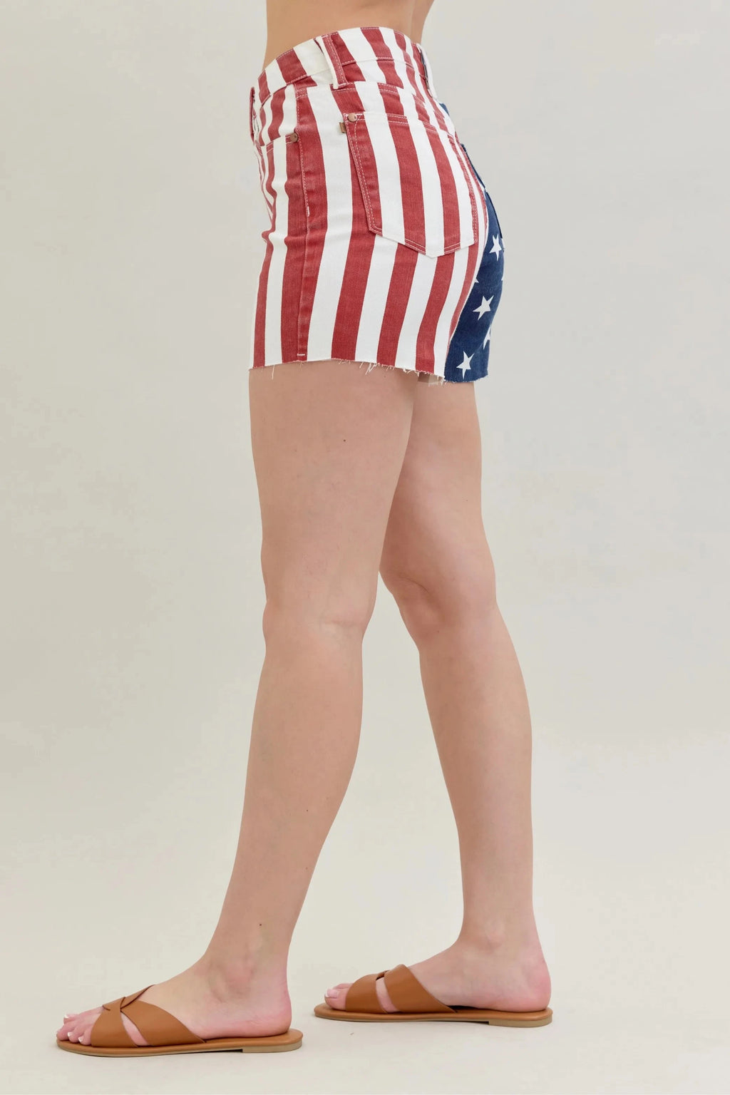 Judy Blue Full Size High Waist Americana Flag Fray Hem Shorts Plus Size