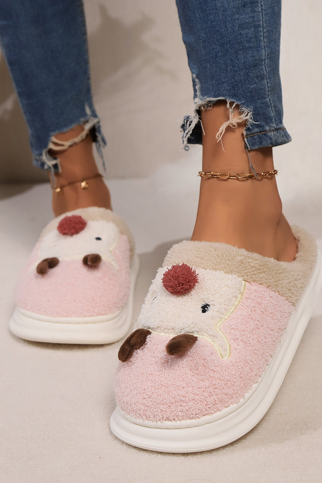 Elk Furry PVC Flat Slippers - Laazaar