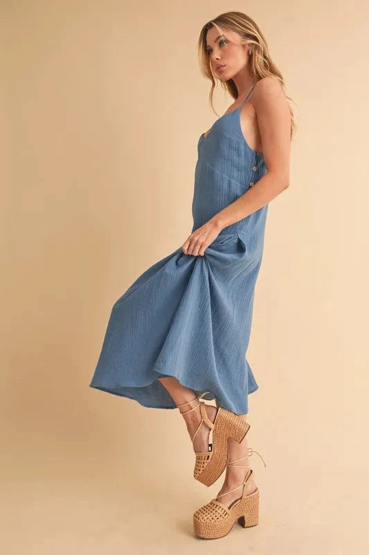Aemi+Co Side Button Midi Cami Dress