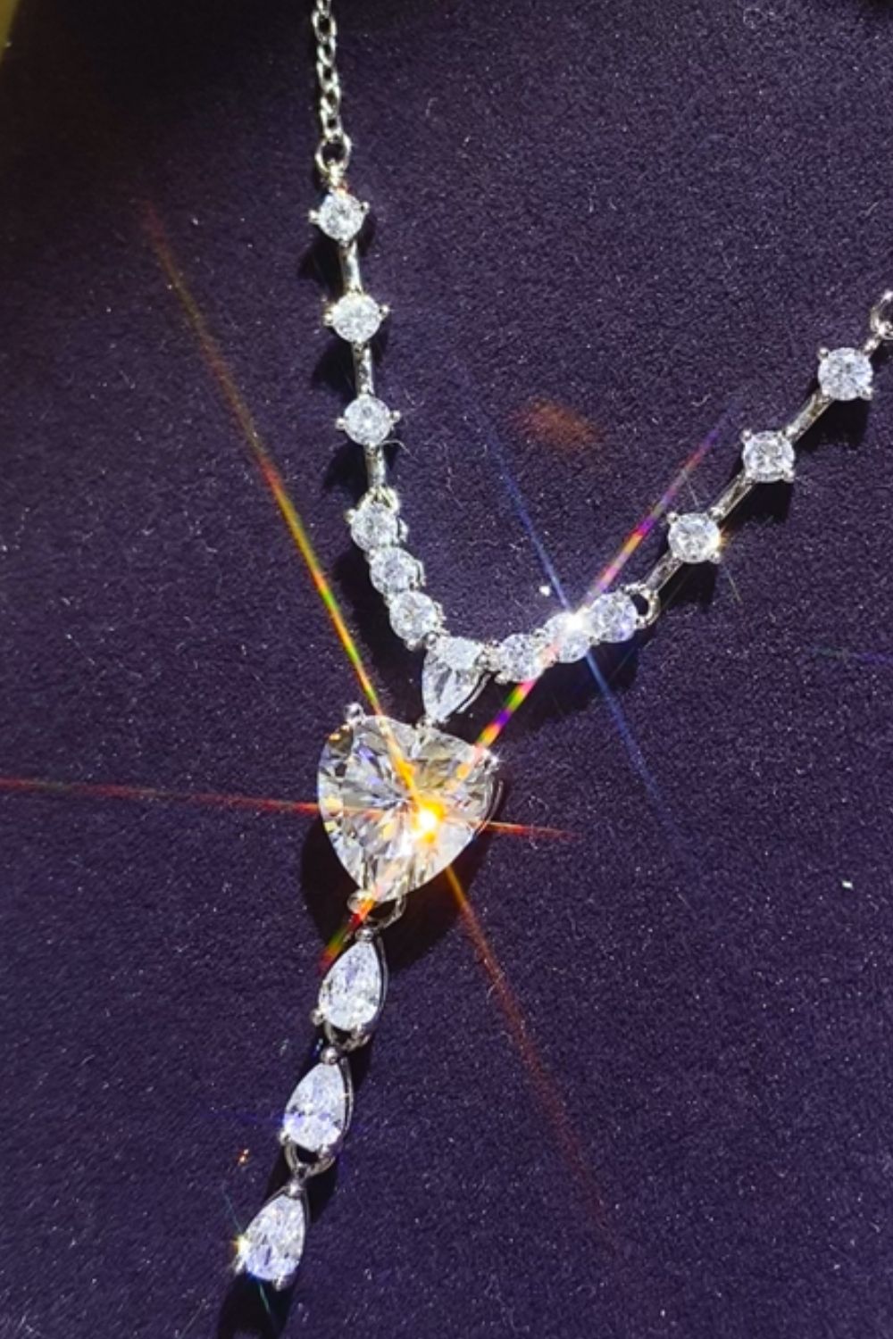 3 Carat Moissanite 925 Sterling Silver Drop Necklace - Laazaar