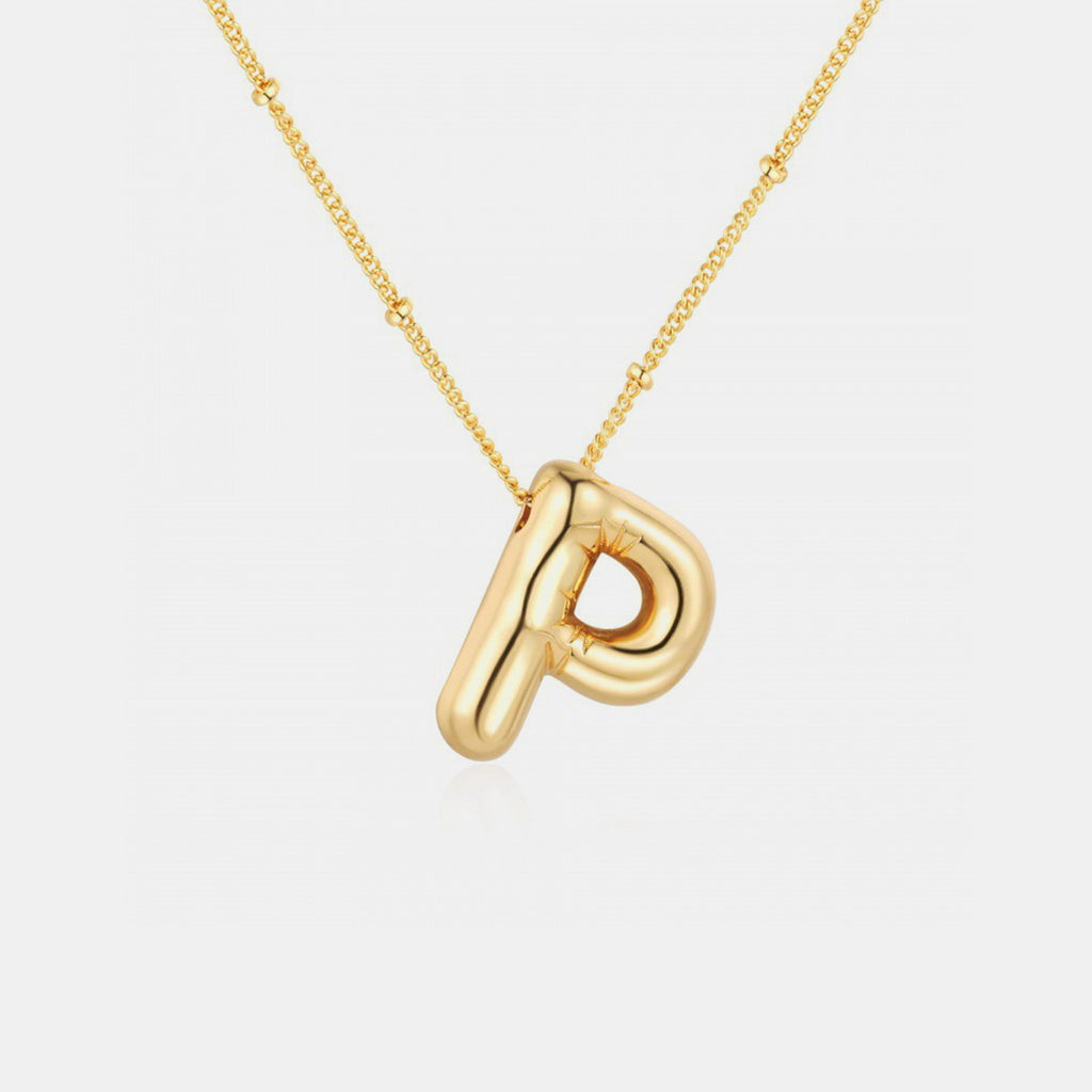 Gold-Plated Bubble Initial Necklace - Laazaar