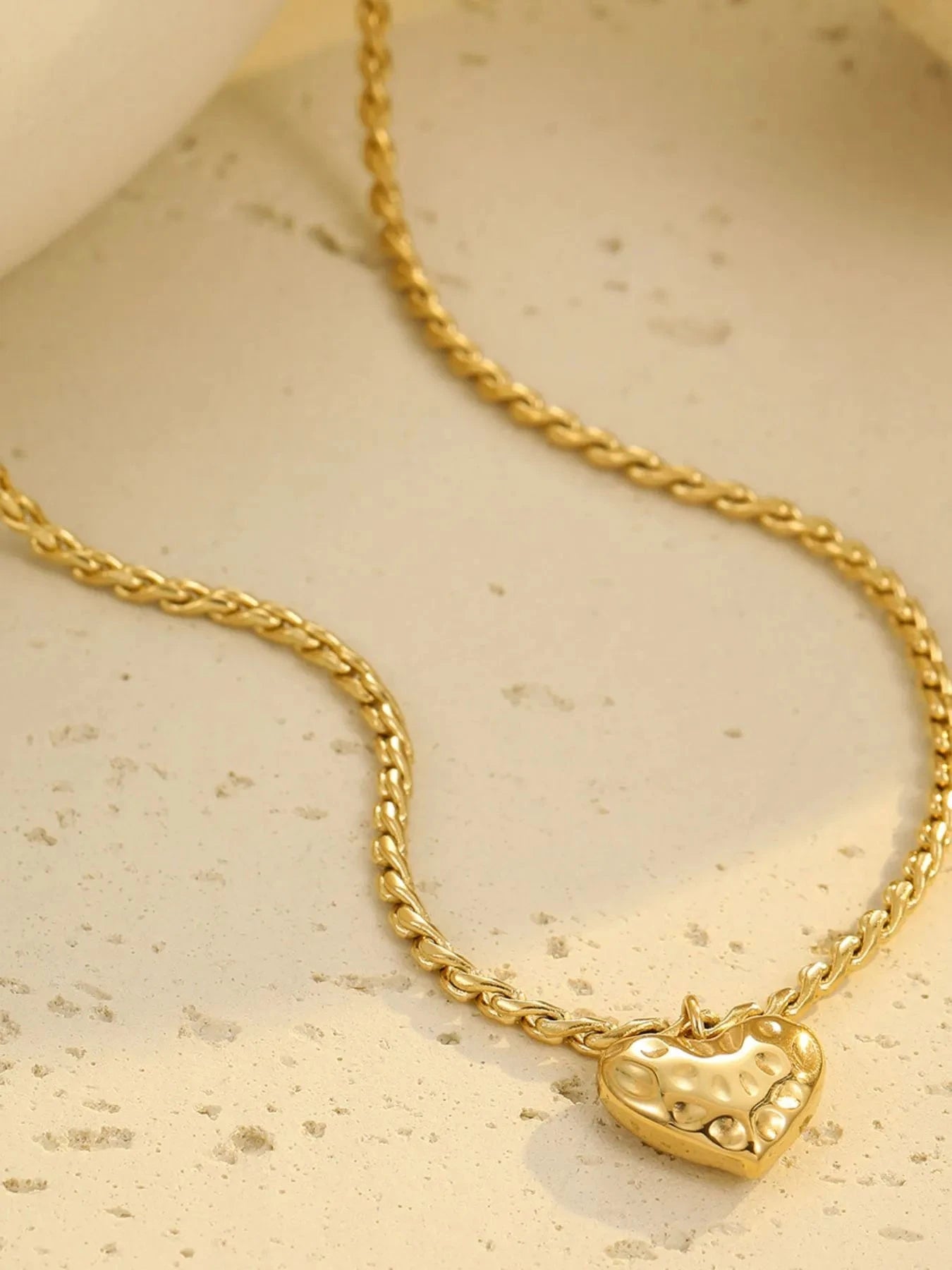 18K Gold-Plated Stainless Steel Heart Pendant Necklace