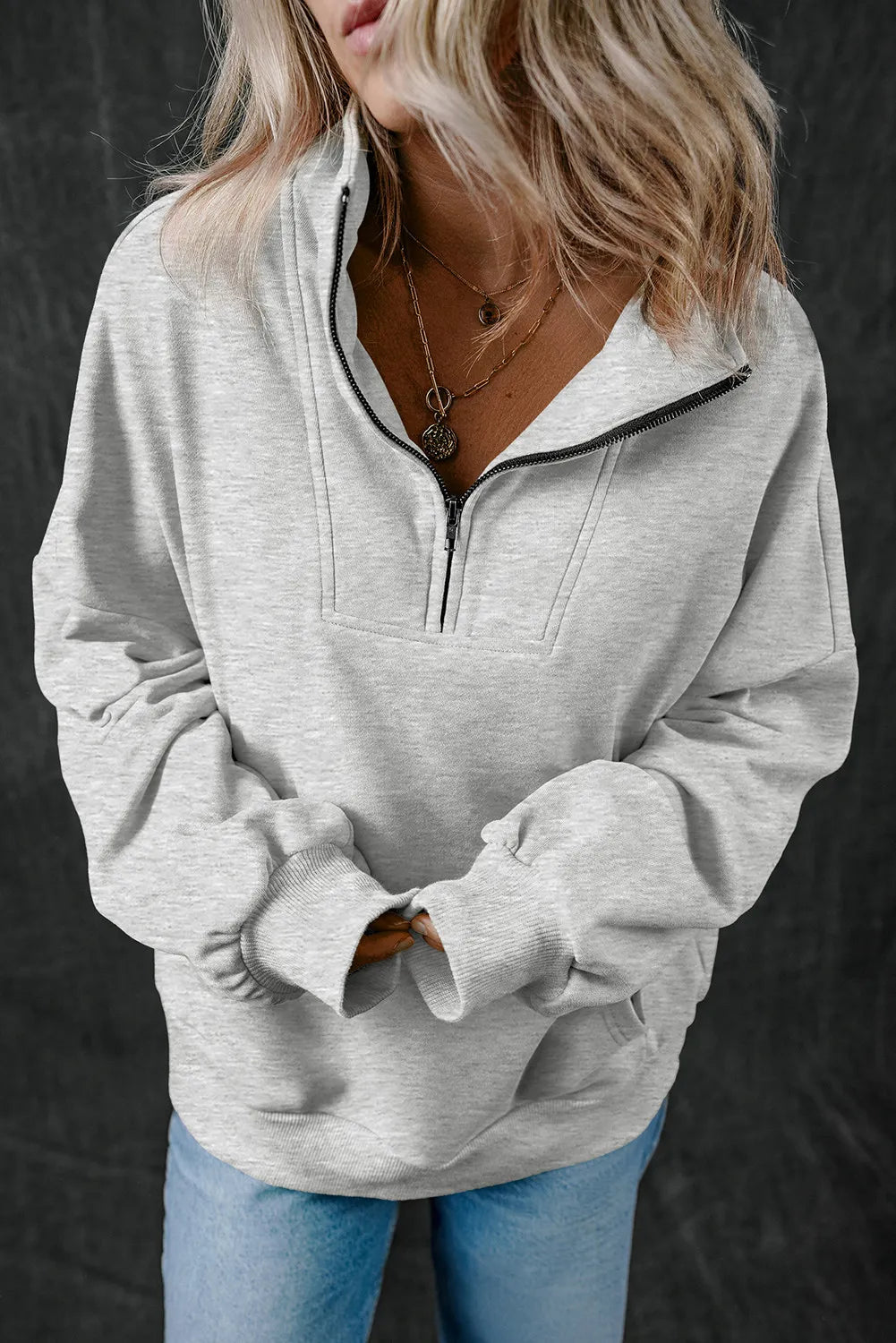 Half Zip Long Sleeve Sweatshirt - Laazaar