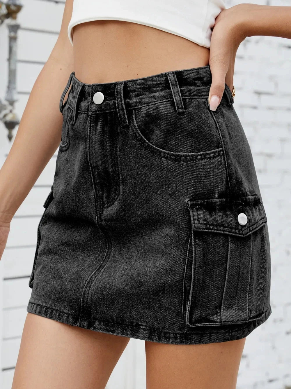 Cargo Denim Skirt