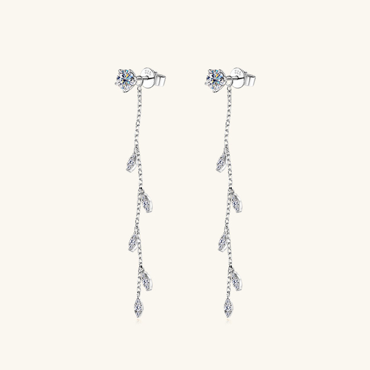 1.38 Carat Moissanite 925 Sterling Silver Leaf Earrings - Laazaar