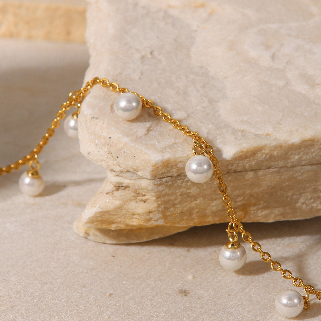 Pearl 18K Gold-Plated Charm Anklet - Laazaar