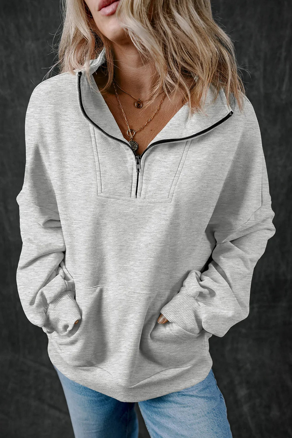 Half Zip Long Sleeve Sweatshirt - Laazaar
