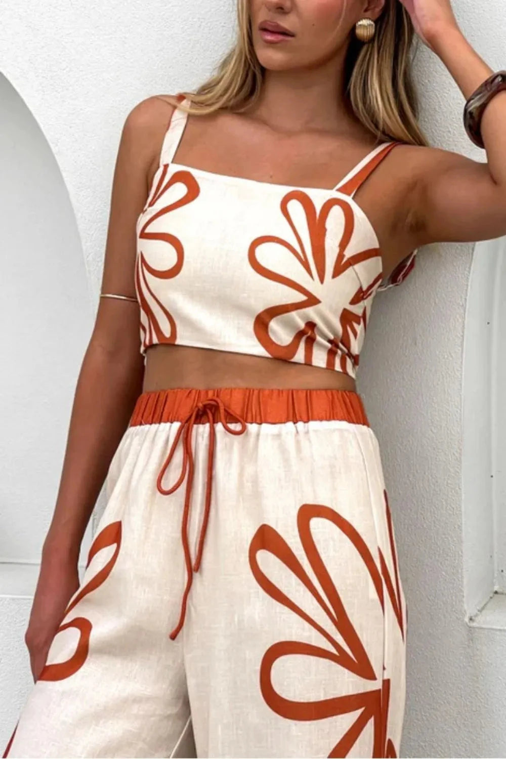 Smocked Square Neck Cami and Pants Set