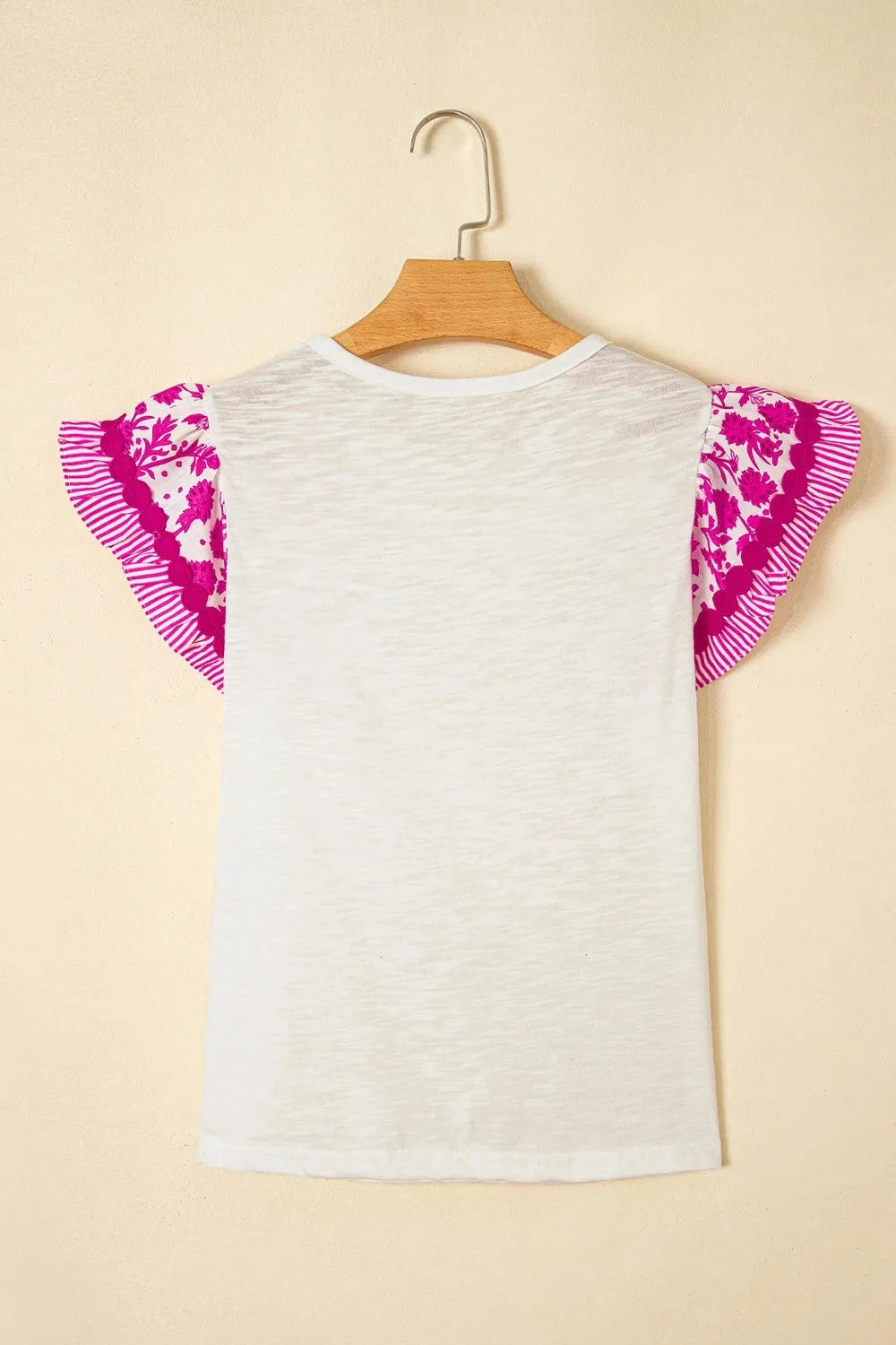 Ruffled Round Neck Cap Sleeve Blouse