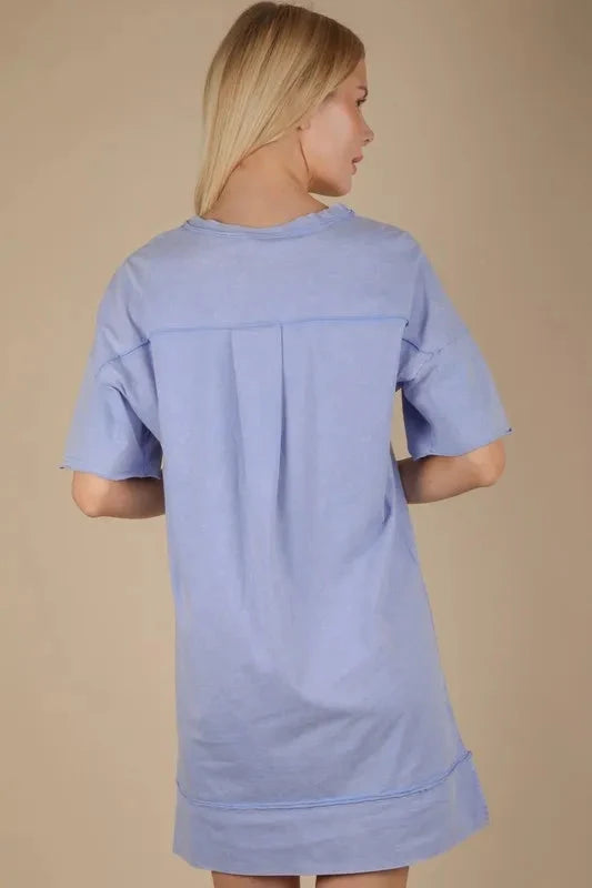 VERY J Plus Size Mineral Washed Knit Shift Mini Dress