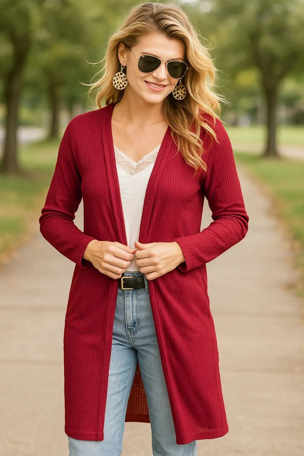 BiBi Pockets Thermal Open Front Cardigan