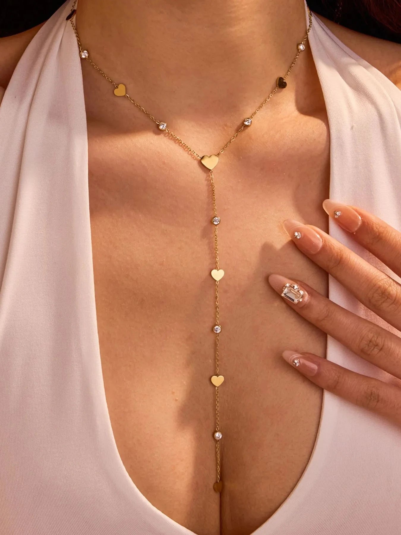 18K Gold-Plated Heart Zircon Necklace